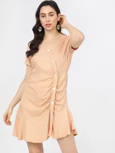 Tokyo Talkies Peach-Coloured Shirt Dress