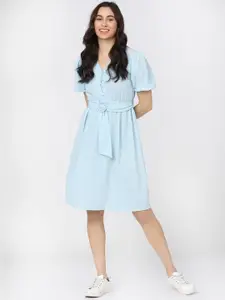 Tokyo Talkies Blue FIt & Flare Dress