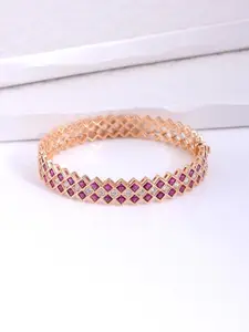 Tistabene Women Gold-Toned & Pink Gold-Plated Bangle-Style Bracelet