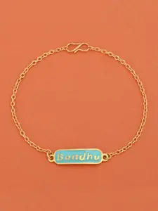 Tistabene Women Gold-Toned & Blue Enamelled Gold-Plated Link Bracelet