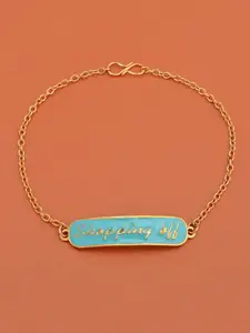 Tistabene Women Gold-Plated & Turquoise Blue Best Of Bonds Shopping Bff Charm Bracelet