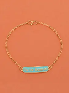 Tistabene Women Gold-Toned & Blue Enamelled Gold-Plated Charm Bracelet