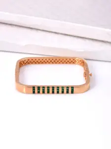 Tistabene Women Gold-Toned & Green Gold-Plated Kada Bracelet