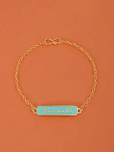 Tistabene Women Gold-Toned & Blue Gold-Plated Enamelled Link Bracelet