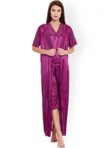 Clovia Clovia Purple Set of 4 Night Suit NSM236G31O