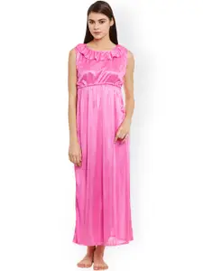 Clovia Clovia Pink Maxi Nightdress with Robe NSM295G22O