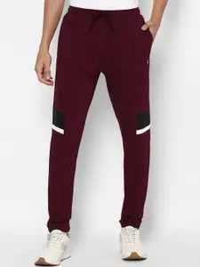 Allen Solly Sport Men Maroon Solid Relaxed-Fit Pure Cotton Joggers