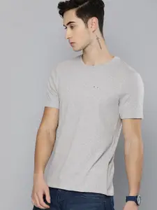 Harvard Men Grey Melange Solid T-shirt