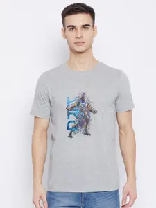 Marvel by Wear Your Mind Men Grey & Blue Printed T-shirt