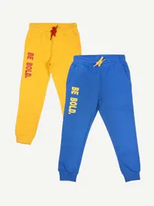 Alan Jones Boys Pack of 2 Blue & Gold Solid Joggers