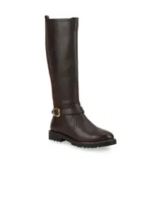 Bruno Manetti Women Brown Leather Flat Boots