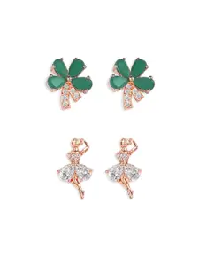 ZINU Multicoloured Floral Design Contemporary Stud Earrings