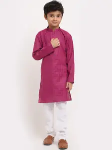 KRAFT INDIA Boys Purple Checked Cotton Kurta