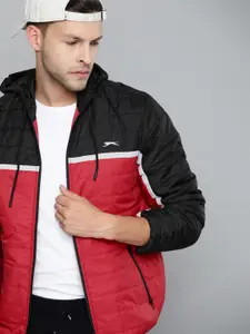 Slazenger Men Black & Red Colourblocked Sporty Jacket
