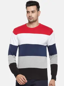BYFORD by Pantaloons Men Multicoloured Colourblocked Pure Cotton Pullover
