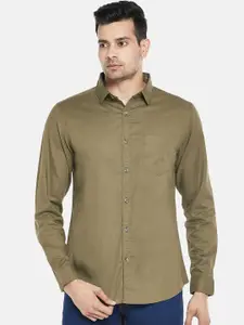 BYFORD by Pantaloons Men Olive Green Slim Fit Opaque Casual Shirt