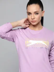 Slazenger Women Lavender & White Printed Sweatshirt