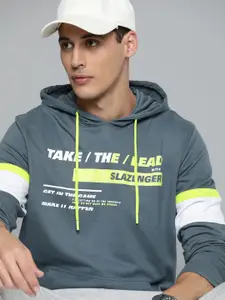 Slazenger Men Grey Printed Hooded Sweatshirt
