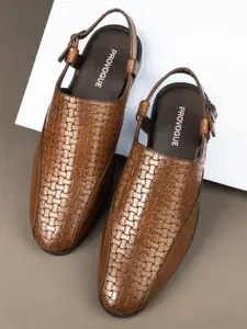 Provogue Men Brown Woven Design Shoe-Style Sandals