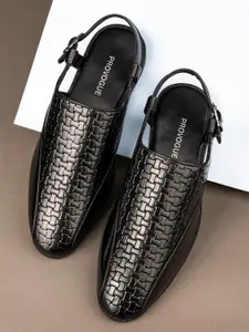 Provogue Men Black Ethnic Shoe-Style Sandals