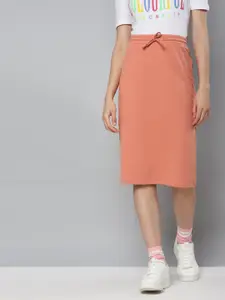 SASSAFRAS Women Coral Pink Solid Skirt