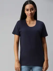 NOT YET by us Women Navy Blue T-shirt