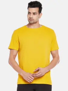 BYFORD by Pantaloons Men Yellow Solid Slim Fit T-shirt