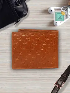 LOUIS STITCH Men Tan Textured Genuine Italian Leather RFID Two Fold Wallet