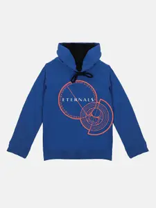 YK Marvel Boys Blue Eternals Printed Hooded Sweatshirt
