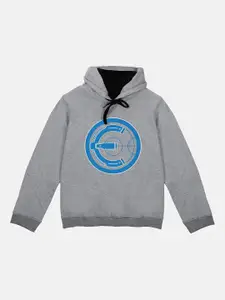 YK Marvel Boys Grey Printed Hooded Sweatshirt