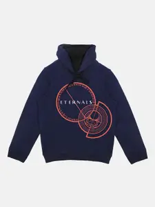 YK Marvel Boys Navy Blue Eternals Printed Hooded Sweatshirt
