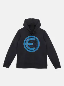 YK Marvel Boys Black Printed Hooded Sweatshirt