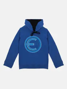 YK Marvel Boys Blue Eternals Logo Printed Hooded Sweatshirt