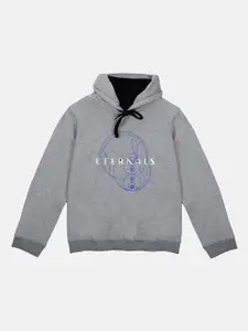YK Marvel Boys Grey Eternals Printed Hooded Sweatshirt