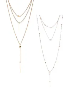 OOMPH Set of 2 Gold-Toned Layered Necklace