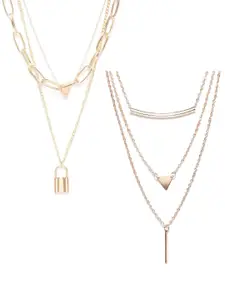 OOMPH Set of 2 Gold-Toned Layered Necklace