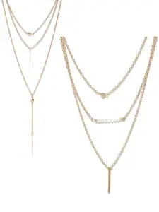 OOMPH Set of 2 Gold-Toned Layered Necklace