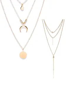 OOMPH Set of 2 Gold-Toned Layered Necklace