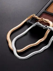 OOMPH Set of 2  Gold-Toned & Silver-Toned Choker Necklace