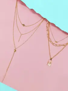 OOMPH Set of 2 Gold-Toned Layered Necklace