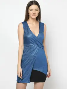 iki chic Blue Embellished Scuba Bodycon Dress