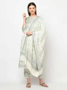 Safaa White & Grey Viscose Rayon Unstitched Dress Material