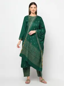 Safaa Green & Yellow Viscose Rayon Unstitched Dress Material