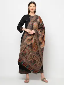 Safaa Women Black Ethnic Motifs Woven Designed Unstitched Dress Material
