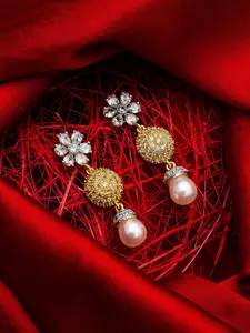 aadita Gold-Toned Contemporary Drop Earrings