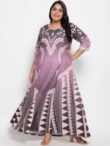 Amydus Women Plus Size Purple Ethnic Motifs Maxi Dress
