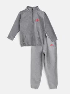 Rute Girls Grey Cotton Fleece T-shirt with Pyjamas