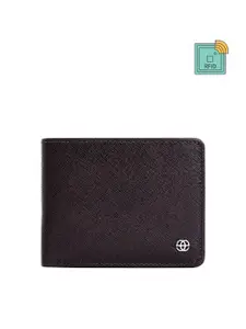 Eske Men Brown Textured Leather Two Fold Wallet