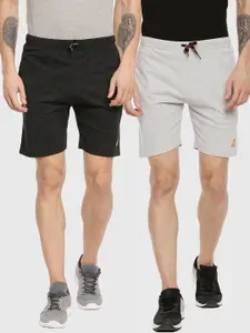 ARDEUR Set-2 Men Charcoal & Grey Melange Regular Shorts