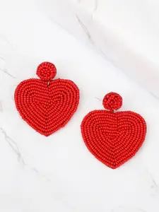 Bellofox Red Heart Shaped Drop Earrings